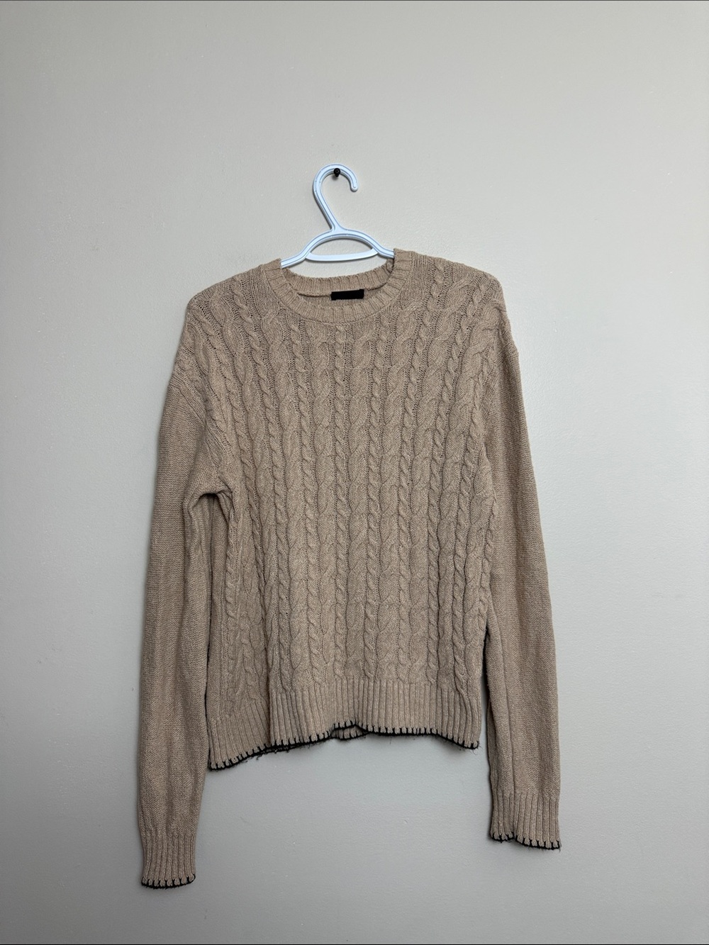 ATM Cable Knit Crewneck Sweater - Beige size S